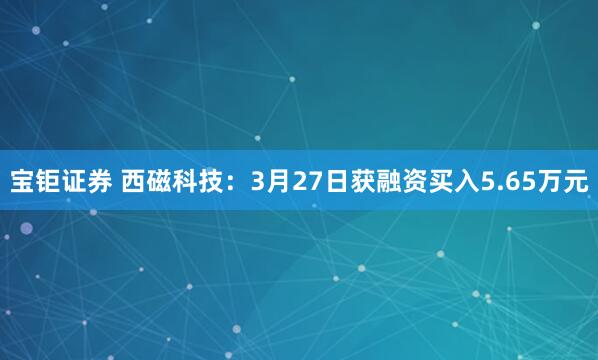 宝钜证券 西磁科技：3月27日获融资买入5.65万元